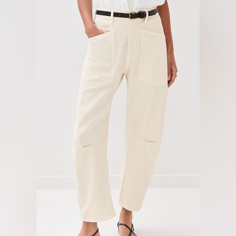 Nili Lotan Cream Tribeca Corduroy Barrel Pant